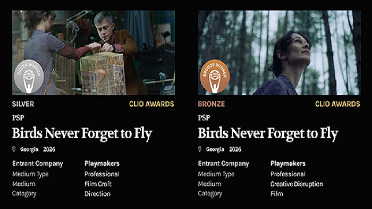 PSP-ს კამპანიის „ჩიტებს ფრენა არ ავიწყდებათ“ კიდევ ერთი საერთაშორისო აღიარება - CLIO Awards-ის 2 ჯილდო მოიპოვა