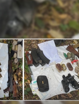 "აღმოჩენილია ცეცხლსასროლი იარაღი, 5 მჭიდი, 161 ცალი ვაზნა, 3 ხელყუმბარა, ...ასაფეთქებელი ნივთიერება, მათ შორის - ტროტილი"